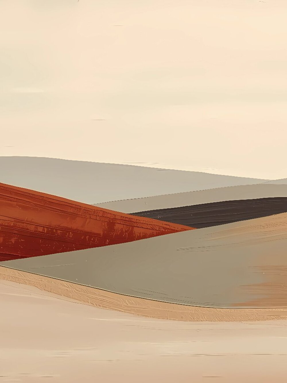 Minimalist Desert Dune Landscape Art Print 8x10 Warm Terracotta Earth Tone Poste